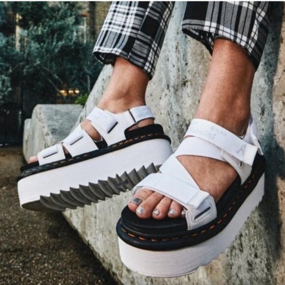 Dr. Martens Kimber Platform Sandals Straps AirWair Lightweight White 8 Shoe Soft - Picture 5 of 16